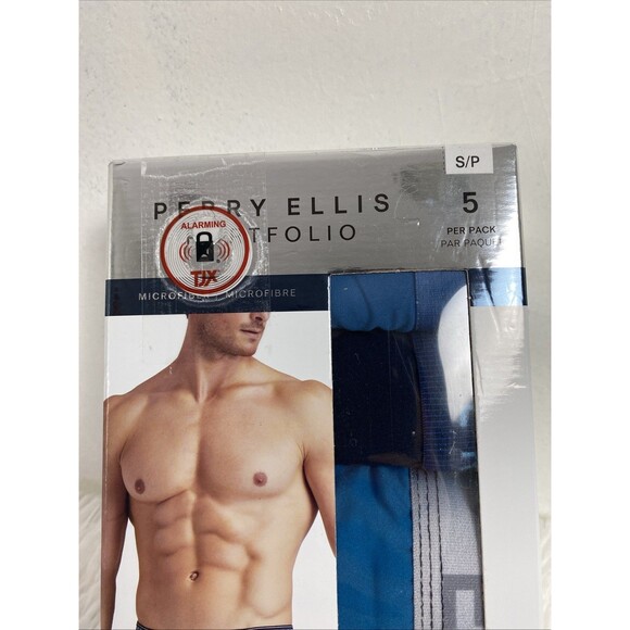 Perry Ellis Portfolio Boxer Briefs Mens Size S Microfiber 5-Pack Underwear Blue - Picture 2 of 8